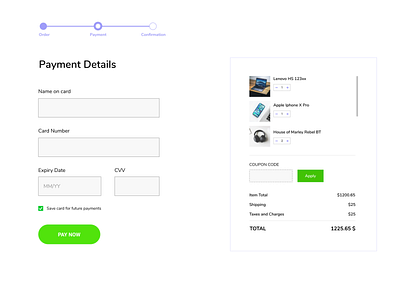 Daily UI 002 : Credit Card Checkout design ui