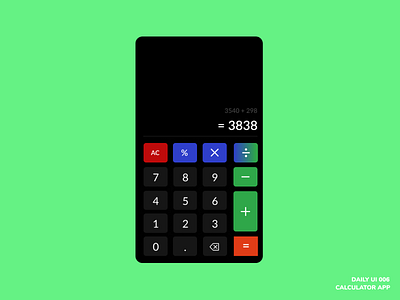 Daily UI 004 : Calculator App design ui