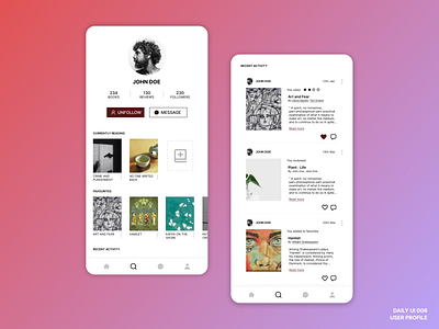 Daily UI 006: User Profile app design ui