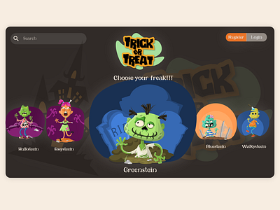 Halloween applicaiton design illustration typography ui ux vector web website