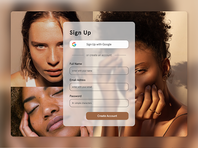 Sign Up Form beauty dailyui design skincare typography ui user experience user interface ux