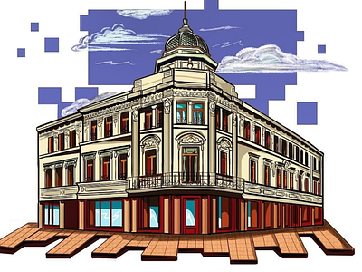 Architecture of Bucharest building illustrator vectorial