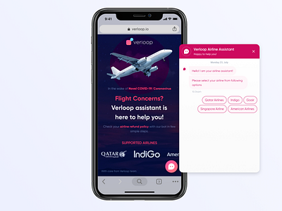Airline Query Chatbot Mobile - Covid-19 airline bot chatbot design flight interaction interface ios iphone mobile responsive design ui ux