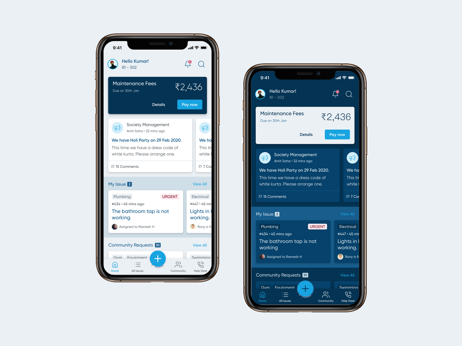 App for Society - Light/Dark Theme by Kumar Gaurav ☯ on Dribbble