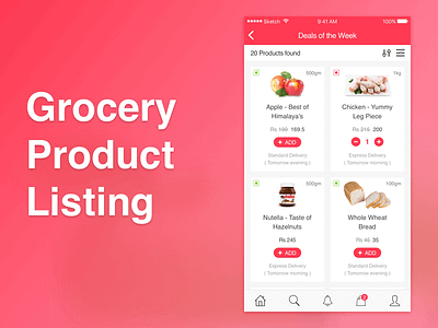 Grocery App Product Listing app cart design ecommerce grocery ios product listing ui ux