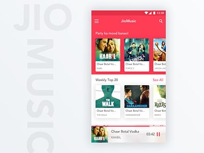 JioMusic App Design android app bollywood design india jio music player ui ux