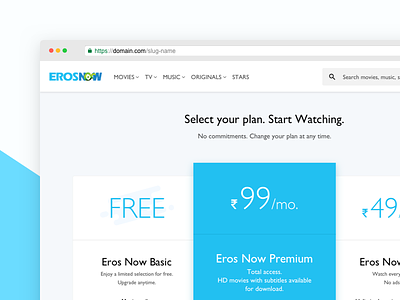 Eros Now - Pricing Page Revamp clean design eros now pricing revamp ui ux web