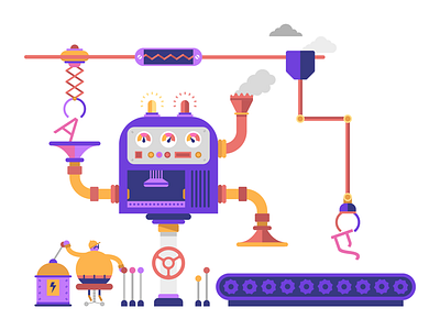 Translation Machine design factory illustration machine vector