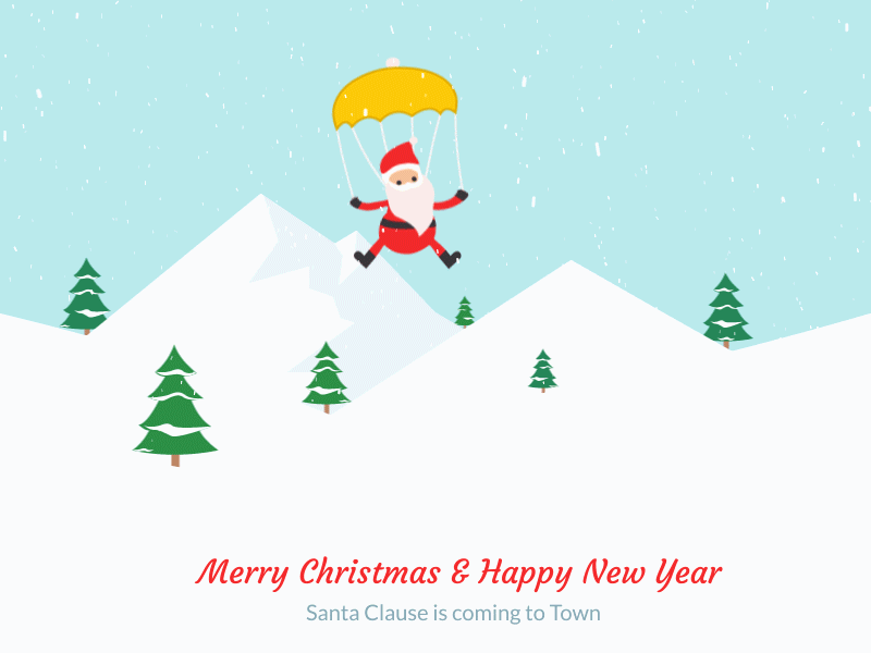 Happy Holidays after effects animation gif happy new year merry christmas santa skydive vector