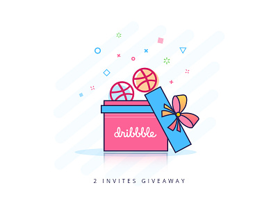 Dribbble Invites 2 invites draft dribbble invite gift box icon illustration invitation