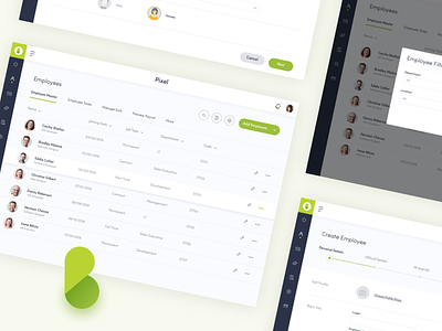 Paybooks Employee Screens dashboard design employee icons inputs paybook popup table tax ui ux