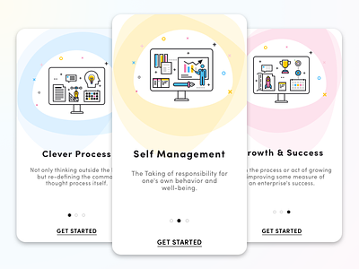 Onboarding Screens app design icons illustrations management mobile onboarding process screens success ui