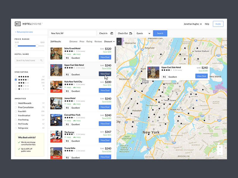 Hotel Search Results Map