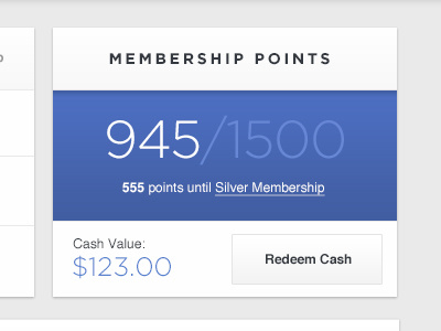 Points display membership points user interface