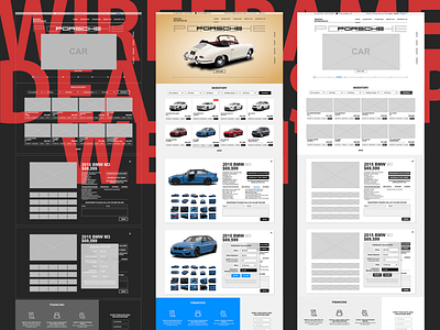 Dealership website wireframe automotive ui webdesign