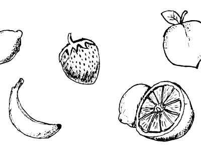 Fruit! fruits ink drawing scan