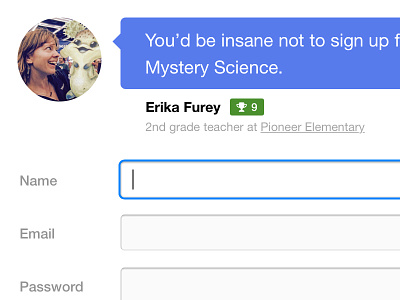 Mystery Science Sign Up Form badge form mystery quote testimonials