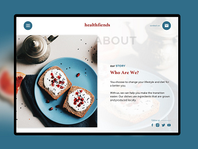 healthfiends | About Page about about us branding bread design foodie health healthy minimal page story ui uiux ux web website