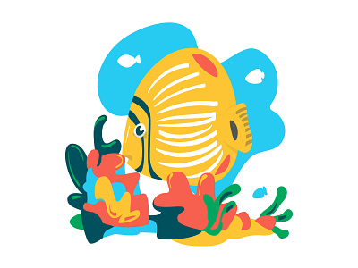 Tropical fishes colorful ecology fish illustration minimalist reef simple shapes tropical vector