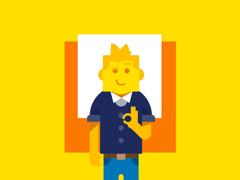 Square man vector minimalist character illustration flat