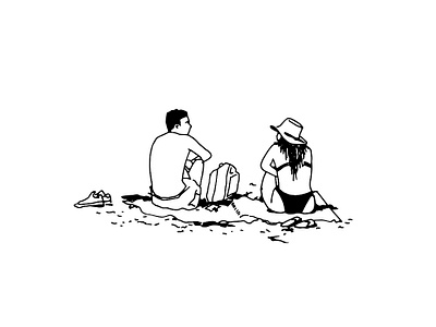 TLV BEACH TIME. Couple At The Beach art beach black white couple draw graphic art graphic artist graphic design graphic studio happiness illustration lifestyle line art love sea sketch street art tel aviv telaviv together