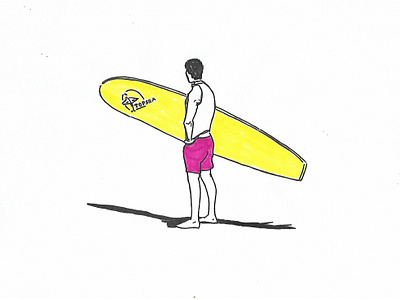 The Surfer. Hilton Beach art beach blackandwhite cool fun graphic artist graphic design hilton illustration lifestyle line art pink sea sketch summertime surf surfboard surfing tel aviv yellow