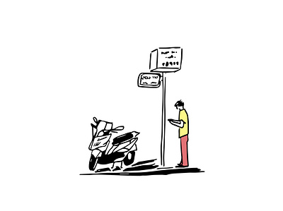 TLV CORNERS. Daily life blackandwhite city city branding city illustration graphic art graphic studio illustration man moments motorbike pantone people randome sketching street art tel aviv telaviv yellow