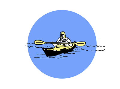 THE MAN AND HIS KAYAK blackandwhite blue graphic art graphic design graphic studio illustraion kayak kayaking life lifestyle ocean print sea sport sketch sport summer tel aviv vacation yellow