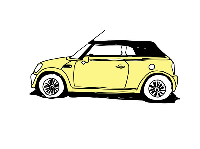 MINI COOPER blackandwhite car city life cool enjoy fancy fun good life graphic art graphic studio illustraion luxury mini cooper minimalist prints retro style tel aviv yellow