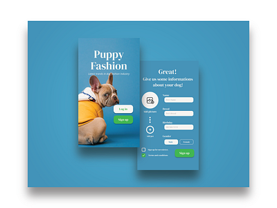 Puppy Fashion dailyui design figma flat minimal signup ui web website