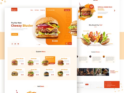 Burger Restaurant - Lanidng Page desing branding burger menu burger website design illustration landing design landing page restaurant restaurant website ui ux design uidesign website concept