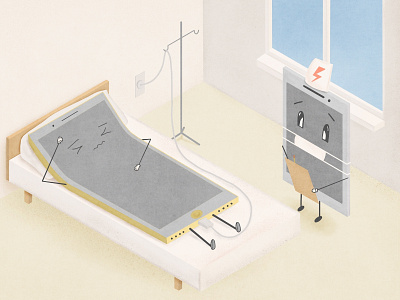 🔋🏨⚡️ character charging charging hospital illustration isometric drawing phone procreate