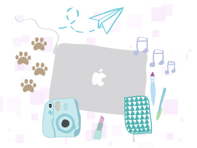 Hobby Icons animals drawn hand hobbies icons illustrator instaxmini mac pastel personal traveling vector