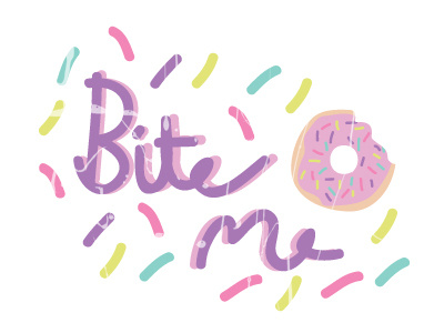 Bite Me calligraphy colours detail doughnut drawing food handwritten illustration illustrator type typography vector