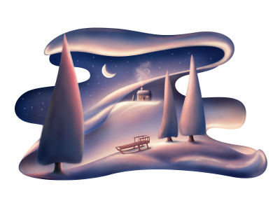 Cozy Winter Night digital painting illustration prospect