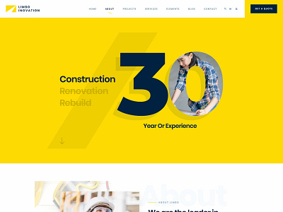 Limbo-Construction Building Company PSD Template builder building cleaning services construction construction business construction company contractor electrician engineer handyman painter plumber psd renovation