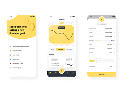 Financial Planning Application chart dashboad finance fintech light mobile app