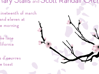Invitation Idea 2 branches flowers geometric lavender purple typography wedding