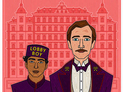the grand budapest hotel colors design frame icon illustraion lineart outline pink