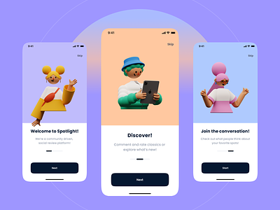 Claymorphism in Onboarding Screens animation claymorphism design illustration onboarding ui ux