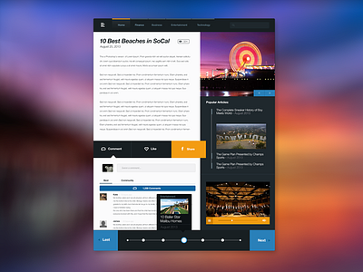 Tablet Article Template ui web design