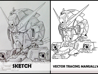 Gundam line art drawing