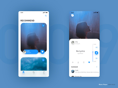 music player blue comment music player playlist ui 应用