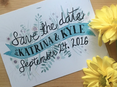Watercolor Lettering Save the Dates