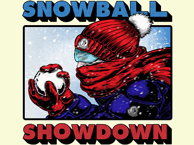 Snow Ball Showdown Poster comic comic illustration comic style funky kyrgyzstan moncer art moncler moncler clothing moncler design moncler illustration moncler jacket snow snowball snowball fight snowball illustration snowboard snowboarding snowflake winter clothing winter illustration