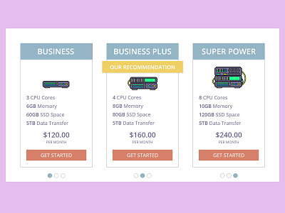 Server Pricing ui ux webdesign