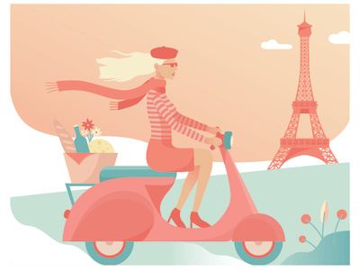France Paris Travel Poster Illustration app design flat illustration illustrator logo minimal ui vector web website