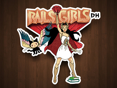 Rails Girls Digital Humanities Sticker design github illustration octocat rails girls she ra sticker swag unicorn