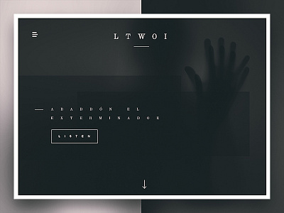 LTWOI landing page branding dark design home screen landing page music typography ui user interface ux web web design