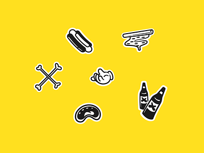 Grubbin' Icons beer eat food hotdog icons illustration illustrator pizza playful sticker stickers vector vectorart